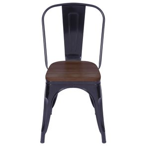 Cadeira Iron com Assento em Madeira cor Preta - 59146