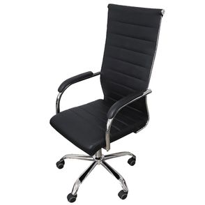 Cadeira Office Light Alta Courino Preto com Base Rodizio Cromada - 57967