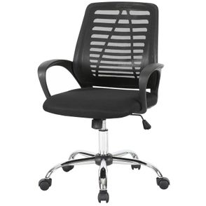 Cadeira Office Lenox Tela Preta Base Cromada - 58456