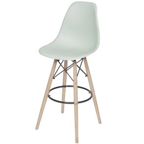 Banqueta Eames Polipropileno Verde Claro Base Madeira - 49378