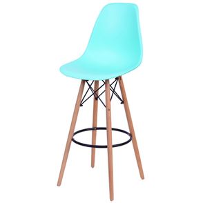 Banqueta Eames Polipropileno Verde Tiffanny Base Madeira - 59308