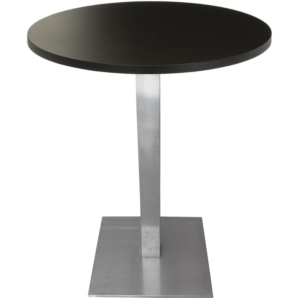 Mesa Colorado 70 cm Tampo Redondo Preto Base Inox - 59452