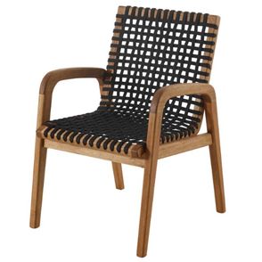 Cadeira Trama com Braco Preta Estrutura Madeira Stain Jatoba - 56633
