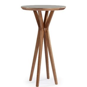 Mesa Bistro Recife Estrutura Madeira Tampo Vidro Off White Base Mel 106cm - 56634