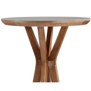 Mesa Bistro Recife Estrutura Madeira Tampo Vidro Off White Base Mel 106cm - 56634