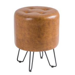 Puff Stanford Caramelo Base Aco Preto 42cm - 45235