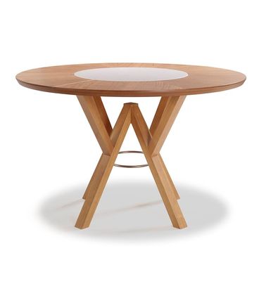 Mesa Garopaba Redonda Tampo Giratorio Vidro Branco 120cm - 59614