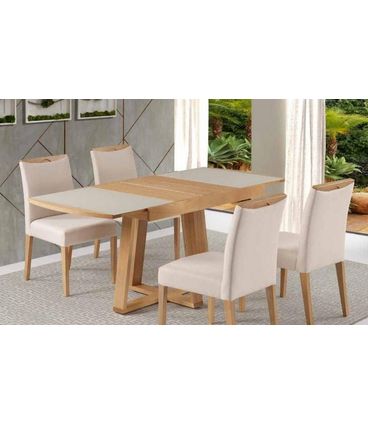 Mesa Malau Elastica Tampo Vidro Fendi Claro 122cm - 59720