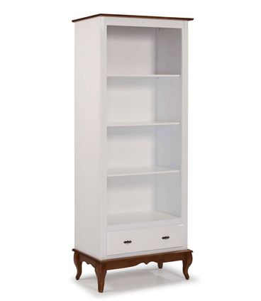 Estante Jone Branca 3 Prateleiras 1 Gaveta Base Imbuia 205cm - 59779