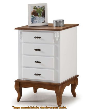 Mesa de Cabeceira Dolie Branco 4 Gavetas 80cm - 59788