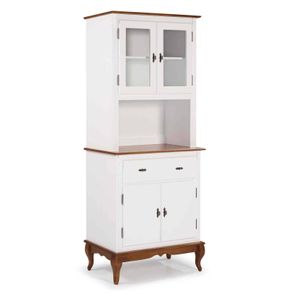 Arca Oratoria Martin Branca 2 Portas Vidro 2 Portas Madeira 2 Prateleiras 1 Gaveta Base Imbuia 205cm - 58103