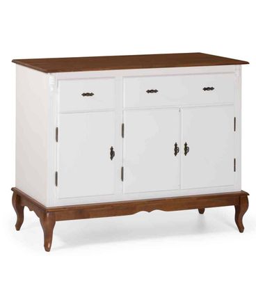 Buffet Bianca Branco 3 Portas 2 Gavetas Base Imbuia 132cm - 59800