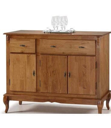 Buffet Bianca Imbuia 3 Portas 2 Gavetas Base Imbuia 132cm - 59801