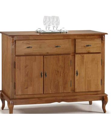Buffet Bianca Imbuia 3 Portas 2 Gavetas Base Imbuia 132cm - 59801
