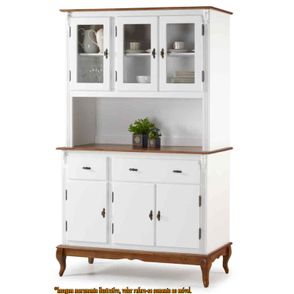 Arca Oratoria Esteves Branco 3 Portas Vidro 3 Portas Madeira 2 Gavetas Base Imbuia 205cm - 59802