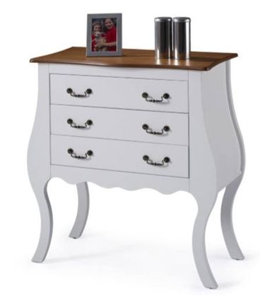 Comoda Lila Branca 3 Gavetas Tampo Imbuia 96cm - 59830