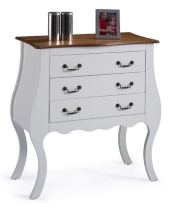 Comoda Lila Branca 3 Gavetas Tampo Imbuia 96cm - 59830