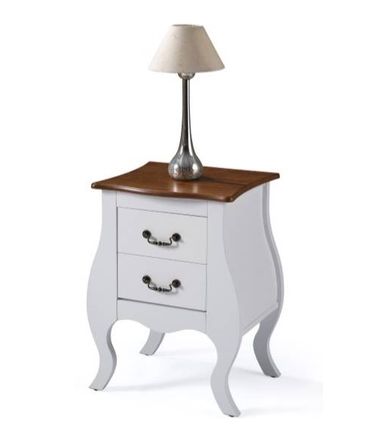 Mesa de Cabeceira Lila Branca 2 Gavetas Tampo Imbuia 65cm - 59832
