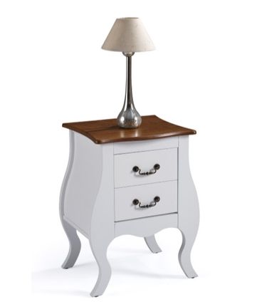 Mesa de Cabeceira Lila Branca 2 Gavetas Tampo Imbuia 65cm - 59832