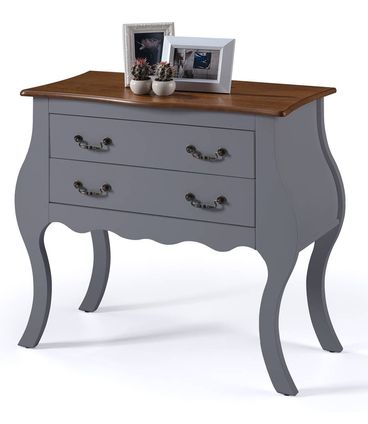 Comoda Elegance Cinza Escuro 2 Gavetas Tampo Maderia Imbuia 81cm - 59847