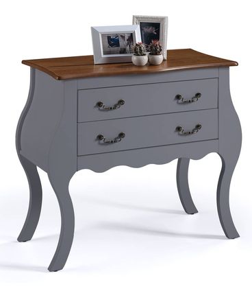 Comoda Elegance Cinza Escuro 2 Gavetas Tampo Maderia Imbuia 81cm - 59847