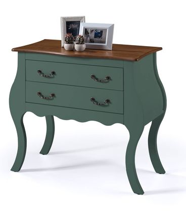Comoda Elegance Verde Musgo 2 Gavetas Tampo Maderia Imbuia 81cm - 59848