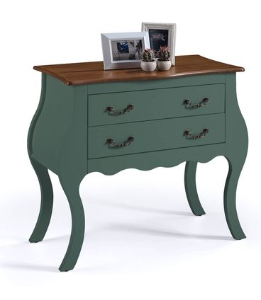 Comoda Elegance Verde Musgo 2 Gavetas Tampo Maderia Imbuia 81cm - 59848