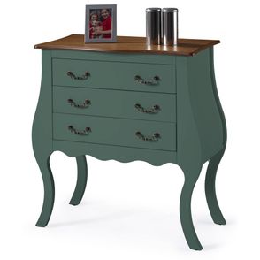 Comoda Elegance 3 Gavetas Verde Musgo Tampo Imbuia 96cm - 59856
