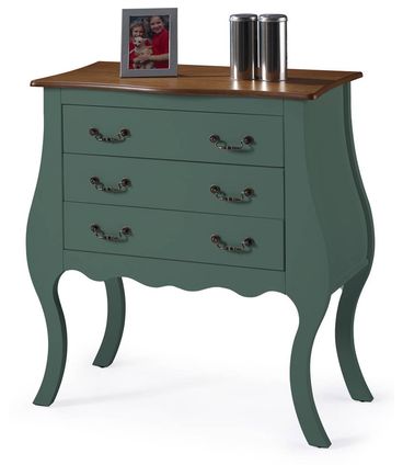 Comoda Elegance 3 Gavetas Verde Musgo Tampo Imbuia 96cm - 59856