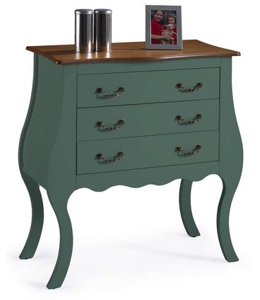 Comoda Elegance 3 Gavetas Verde Musgo Tampo Imbuia 96cm - 59856