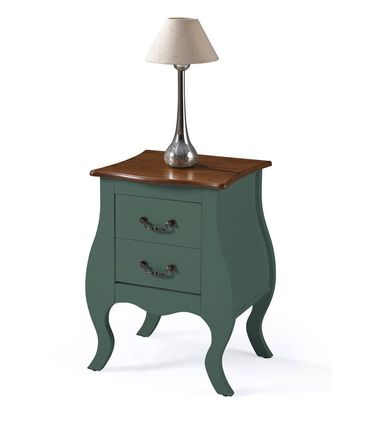 Mesa de Cabeceira 2 Gavetas Elegance Verde Musgo Tampo Imbuia 50cm - 59858