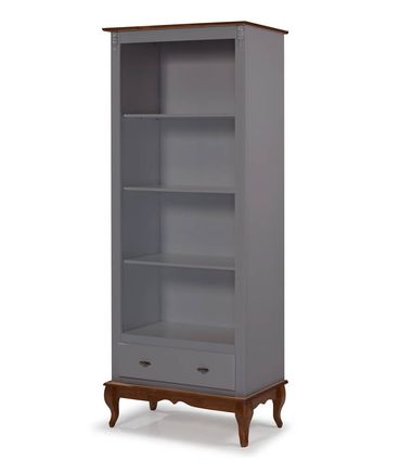 Estante Jone Cinza Escuro 3 Prateleiras 1 Gaveta Base Imbuia 205cm - 59876