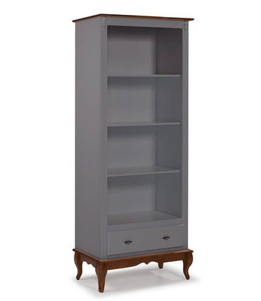 Estante Jone Cinza Escuro 3 Prateleiras 1 Gaveta Base Imbuia 205cm - 59876