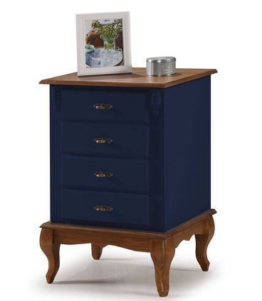 Mesa de Cabeceira Dolie Azul 4 Gavetas 80cm - 59891