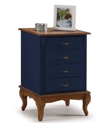 Mesa de Cabeceira Dolie Azul 4 Gavetas 80cm - 59891