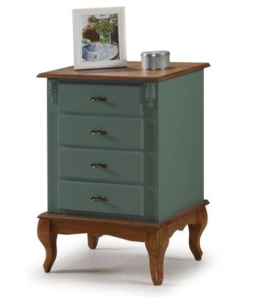 Mesa de Cabeceira Dolie Verde Musgo 4 Gavetas 80cm - 59892