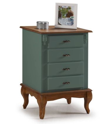 Mesa de Cabeceira Dolie Verde Musgo 4 Gavetas 80cm - 59892
