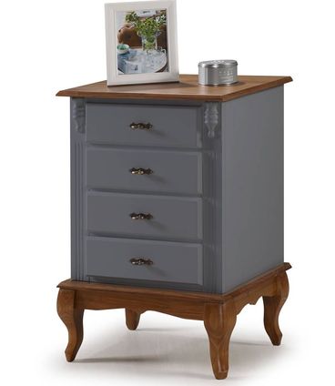 Mesa de Cabeceira Dolie Cinza Escuro 4 Gavetas 80cm - 59894