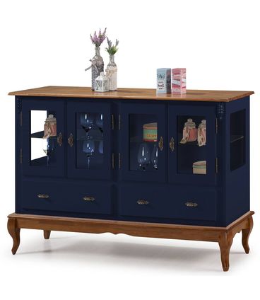 Balcao Lowe Azul Petroleo 4 Portas 2 Gavetas e 2 Prateleiras 150cm - 59913