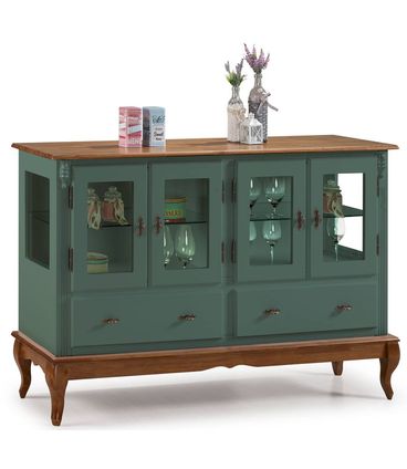 Balcao Lowe Verde Musgo 4 Portas 2 Gavetas e 2 Prateleiras 150cm - 59914