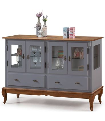 Balcao Lowe Cinza Escuro 4 Portas 2 Gavetas e 2 Prateleiras 150cm - 59916