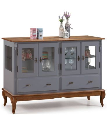 Balcao Lowe Cinza Escuro 4 Portas 2 Gavetas e 2 Prateleiras 150cm - 59916