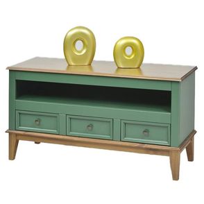 Rack Detroit Verde Com Amendoa 3 Gavetas 62cm - 58738