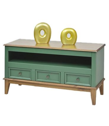 Rack Detroit Verde Com Amendoa 3 Gavetas 62cm - 58738