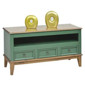 Rack Detroit Verde Com Amendoa 3 Gavetas 62cm - 58738