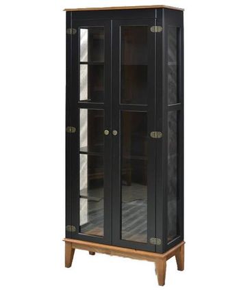 Cristaleira Bia Preto 2 Portas Base Amendoa 180cm - 58752