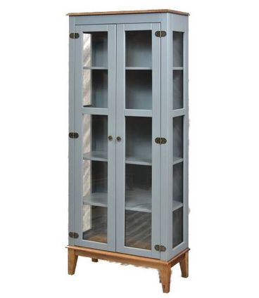 Cristaleira Bia Cinza 2 Portas Base Amendoa 180cm - 58753