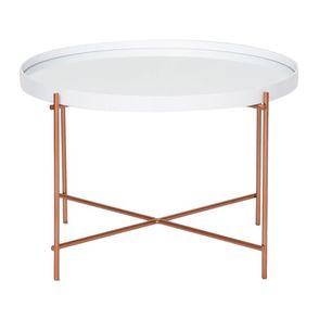 Mesa Centro Volpi Alta Branca C/ Espelho e Base Cobre 62cm - 60001