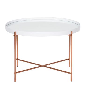 Mesa Centro Volpi Alta Branca C/ Espelho e Base Cobre 62cm - 60001