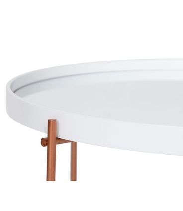 Mesa Centro Volpi Alta Branca C/ Espelho e Base Cobre 62cm - 60001